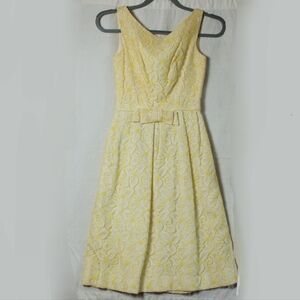 Vintage 1950s Yellow Lace Cocktail Dress Size XXS